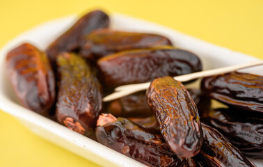 Ripe dried dates in packaging
