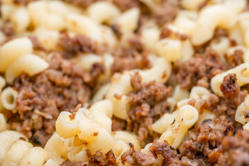 Pasta with meat as background