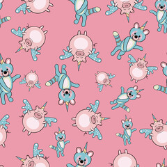 Be yoursefl pink blue vector seamless pattern 