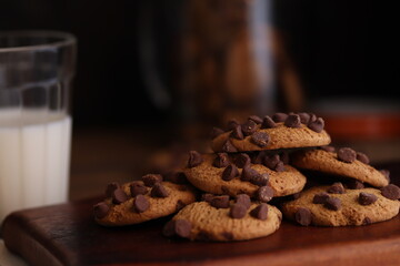 chocolate chip cookies and milk