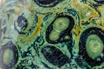 Macro mineral stone jasper kambaba on a white background