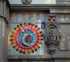Fototapeta premium Detail of the Astronomical Clock of Zytglogge - Medieval Tower Clock - Bern, Switzerland