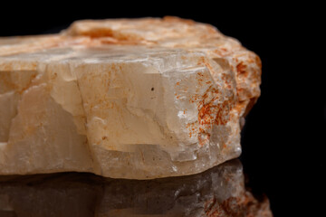 Macro mineral stone Moonstone a black background
