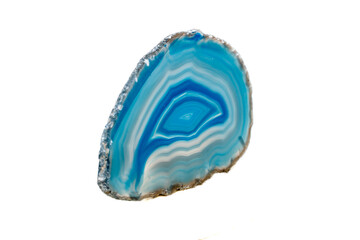 Macro mineral stone Blue Agate breed a white background