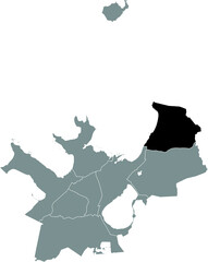 Black location map of the Tallinner Pirita district inside gray urban districts map of the Estonian capital city of Tallinn, Estonia