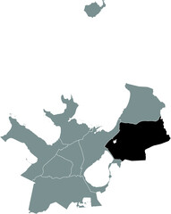Black location map of the Tallinner Lasnamäe district inside gray urban districts map of the Estonian capital city of Tallinn, Estonia