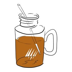 Splashes of cocktail in a glass fougere. Isolated illustration