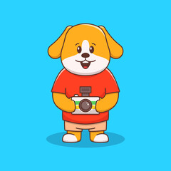 cute dog holding camera illustration