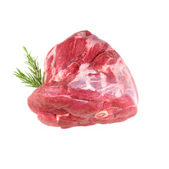 raw beef pork steak  with rosemary isolated on white background with clipping path