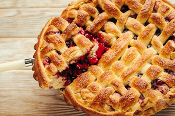 homemade pastry with berries and apple