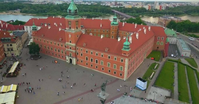 Aerial view of The Royal Castle in Warsaw Old Town. Zamek Kr&oacute;lewski w Warszawie