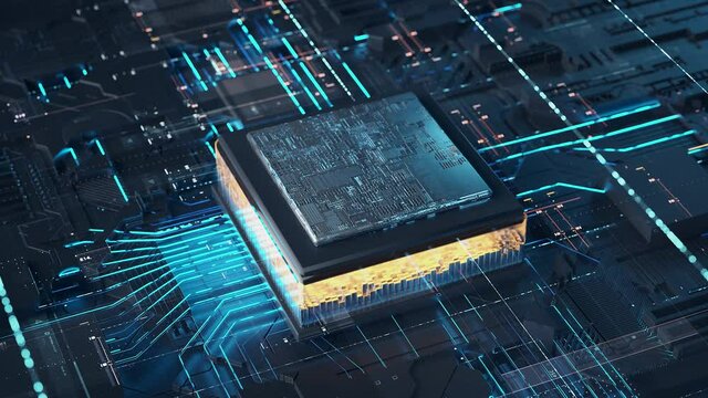 3d illustration Technology Smart motherboard chip creative map