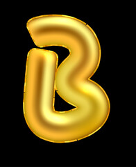 Stylized type as a golden air balloon on dark backdrop. Vector illustration.