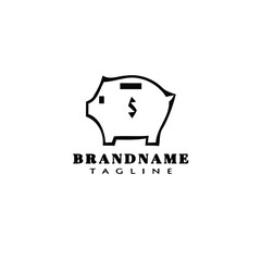 piggy bank logo cartoon design template icon vector illustration