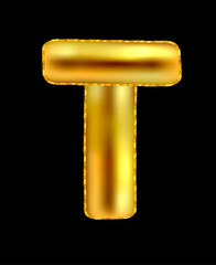 Stylized type as a golden air balloon on dark backdrop. Vector illustration.