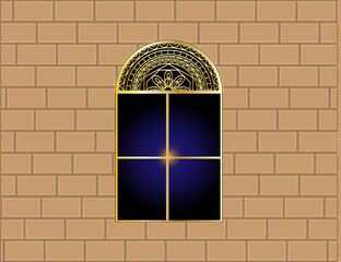 Decorative Golden window in a wall