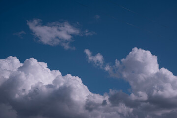 Sunny day background, blue sky with bunch of clouds as nature background
