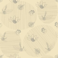 delicate floral abstract pattern on a beige light background, herbal print for printing on fabric, album covers and invitations