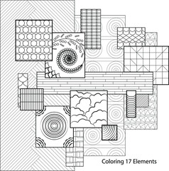 Coloring page rectangles Vector 17 Elements for web, print