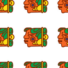 Aztec cacao seamless pattern design. Line art style. Vector illustration.