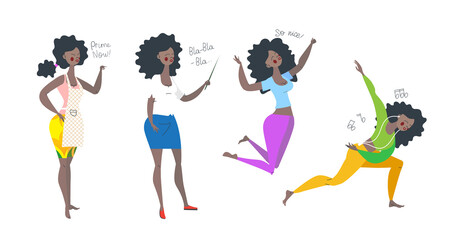 Poster with cartoon style young sexy girl. Vector illustration.