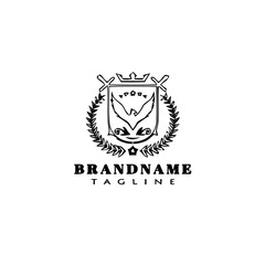 eagle seal logo cartoon icon design black isolated vector illustration