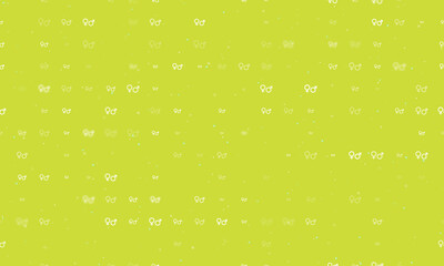 Seamless background pattern of evenly spaced white gender symbols of different sizes and opacity. Vector illustration on lime background with stars