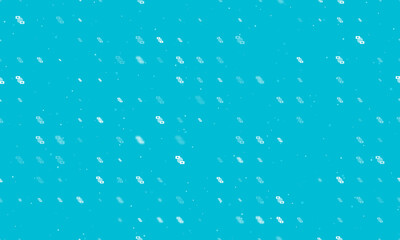 Seamless background pattern of evenly spaced white videoconference symbols of different sizes and opacity. Vector illustration on cyan background with stars