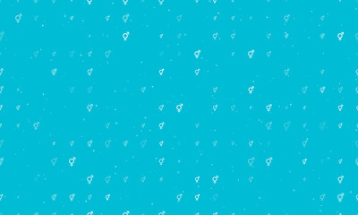 Seamless background pattern of evenly spaced white bigender symbols of different sizes and opacity. Vector illustration on cyan background with stars