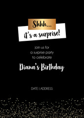 Surprise Party | Secret Party vector calligraphic invitation card