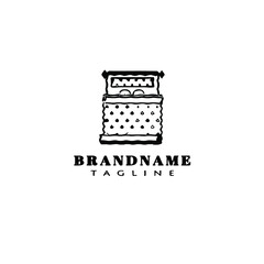 bed logo cartoon logo icon design black isolated vector illustration