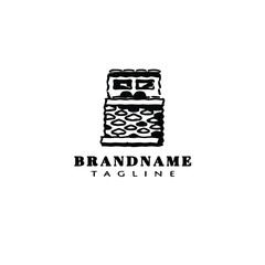 bed logo cartoon logo icon design template black vector illustration