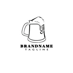 beer glasses cartoon logo icon design template black simple illustration