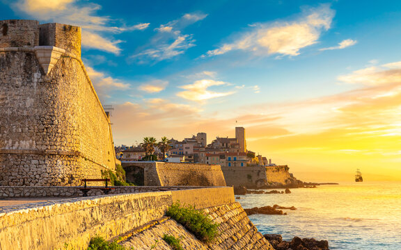 Historic center of Antibes, French Riviera, Provence, France.