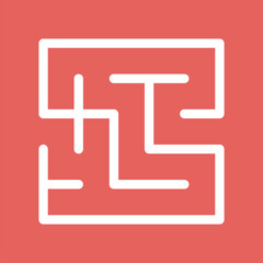 Abstract maze. Find right way. Isolated simple square maze black line on white background. Vector illustration.