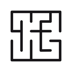 Obraz premium Abstract maze. Find right way. Isolated simple square maze black line on white background. Vector illustration.