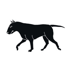 Vector hand drawn doodle sketch black bull terrier dog isolated on white background