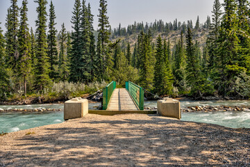 Landscapes along the shores of Abraham Lake and the South Saskatchewan River in the Canadian Rocky...