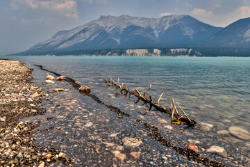 Landscapes along the shores of Abraham Lake and the South Saskatchewan River in the Canadian Rocky...