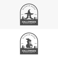Happy Halloween  logo design template illustration vector