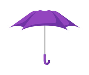 isolated open violet rain umbrella in cartoon style