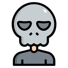 skull Color line icon