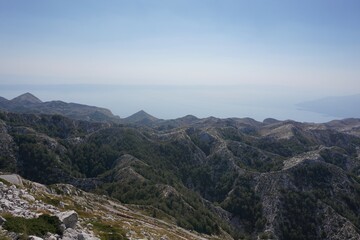 View onto the mountain range of biokovo national park, near Makarska