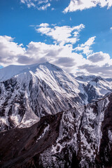 snow-white peaks of the Caucasus mountains on a sunny day