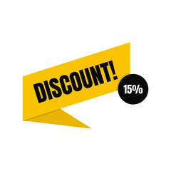15 Percent Off, Discount Sign Banner or Poster. Special offer price signs