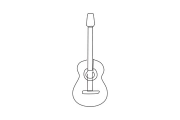 Single continuous line drawing classical acoustic guitar. Musical string instrument classic guitar. For your design and business concept. Dynamic one line draw graphic design vector illustration