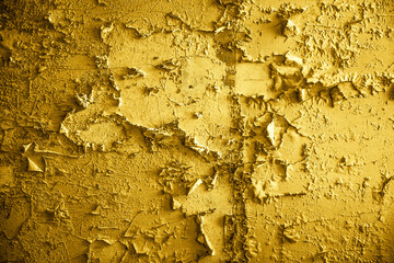 fond ou texture d'arrière-plan abstraite de couleur, jaune,  peinture défraîchi sur mur