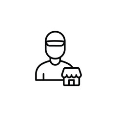 Seller vendor line icon. Simple outline style. Shop, market, business concept. Black and white symbol. Vector illustration isolated on white background. EPS 10