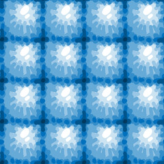 Abstract geometric seamless pattern. Blue square cells texture. Hand drawn background 