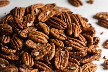 Pecan Nuts on white background